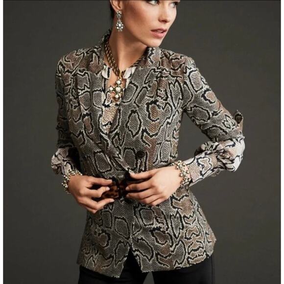 CAbi Python 3733 Snakeskin Print Blazer Jacket Size 0 - Fits Oversized - Picture 1 of 9
